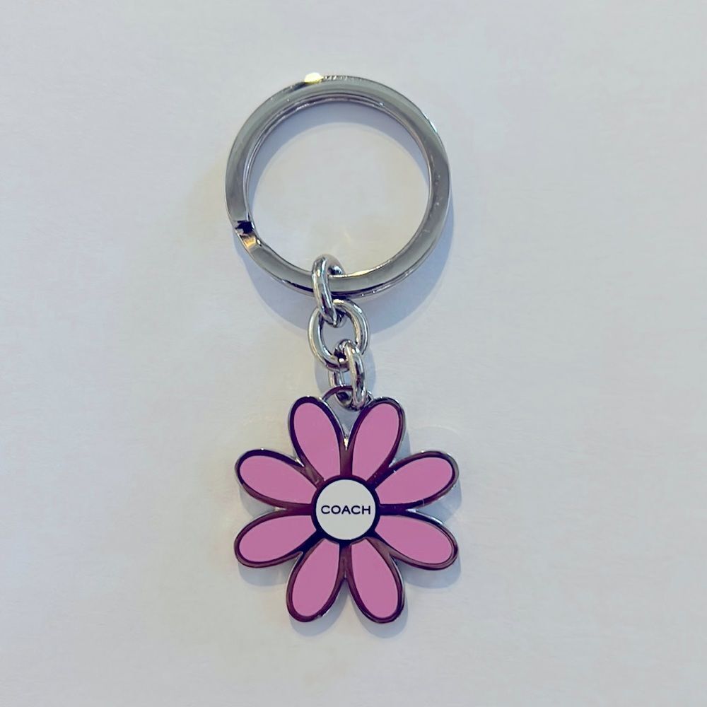 Coach Pink Daisy Keychain